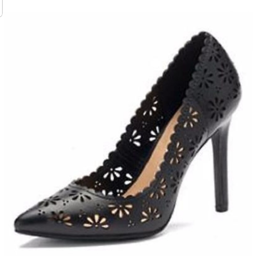 LC Lauren Conrad Black Laser Cut Heels